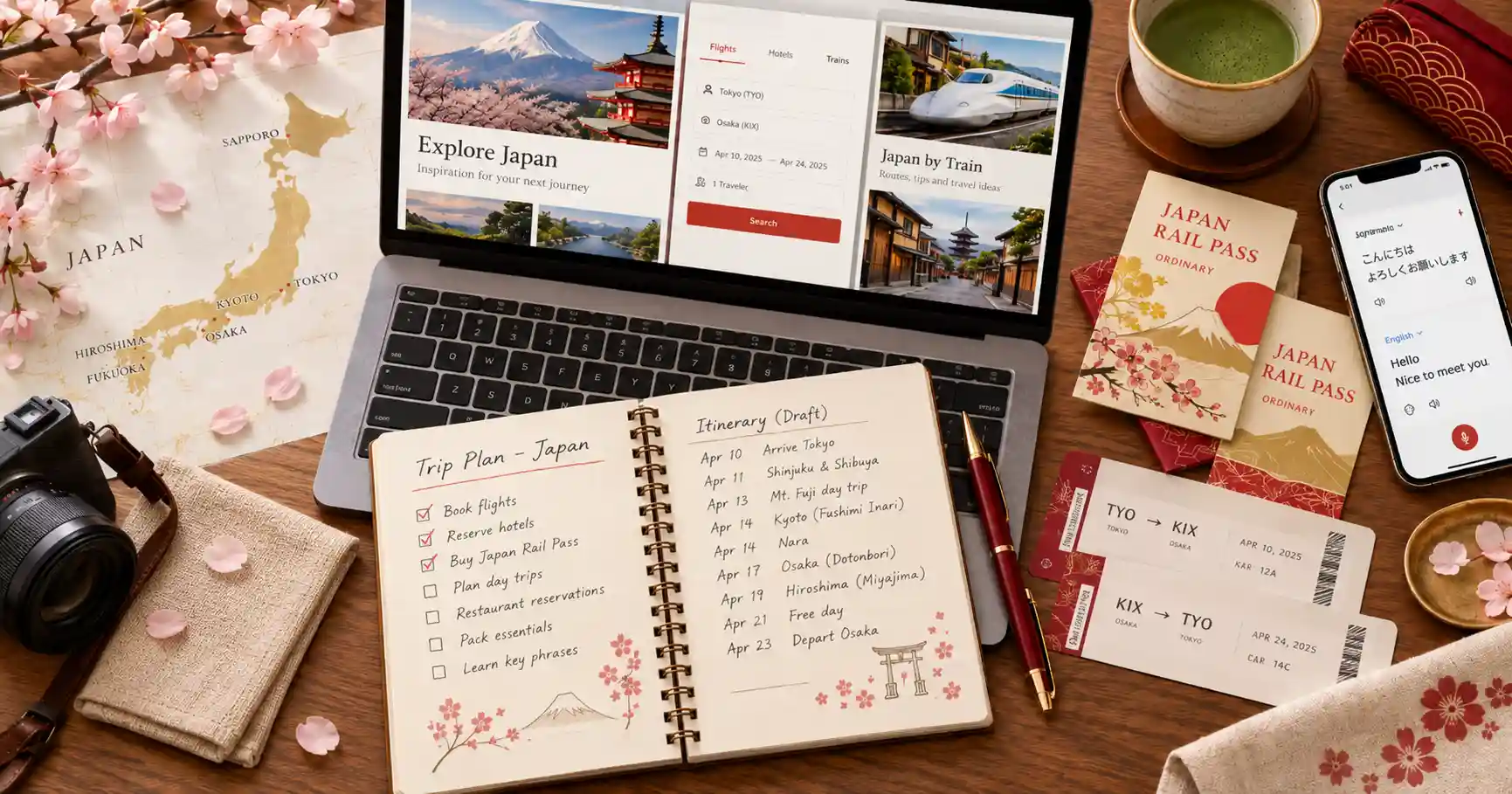 Planning a self-guided Japan itinerary with bookings and rail passes